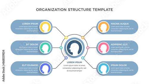 Organization structure chart infographic template, vector eps10 illustration