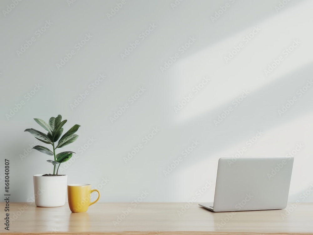 Fototapeta premium Modern Project Manager Leading Video Conference Call in Minimalist Home Office