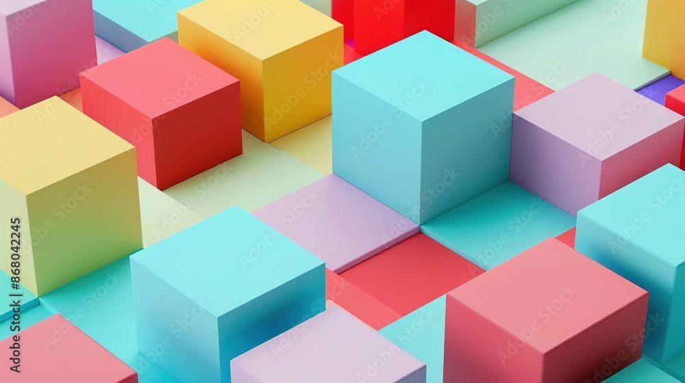 Geometric Harmony - Modern Multicolored Blocks on Light Surface Geometric Harmony - Modern Multicolored Blocks on Light Surface
