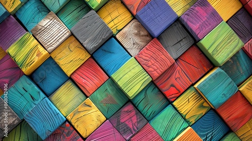Colorful Checkerboard Fun - Creative arrangement of playful colored blocks in a vibrant checkerboard pattern.