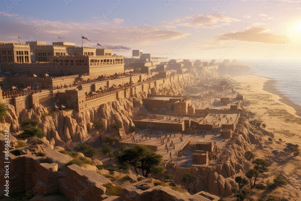 Obraz premium The ancient city of Mohenjo-daro, where water elementals dance in the streets.