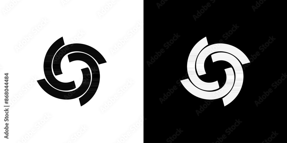 Fototapeta premium Spiral circle logo. Circular swirl twirl round black icon vector
