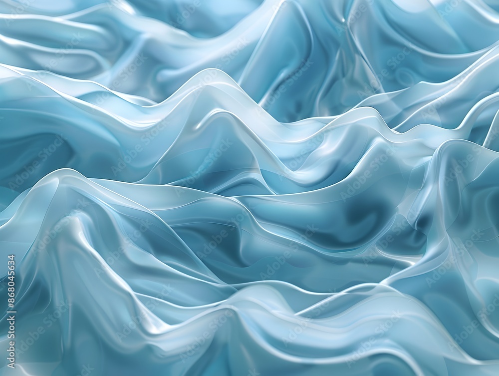 Fototapeta premium Flowing Light Blue Waves with Serene Rippling Textures and Aquatic Elements