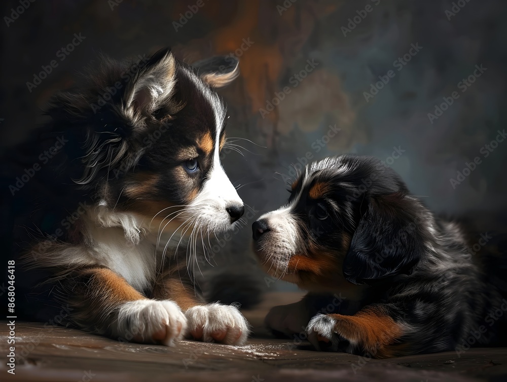 Curious Kitten and Gentle Puppy Exploring Each Other Curiously Curious Kitten and Gentle Puppy Exploring Each Other Curiously
