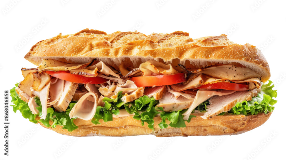Turkey sub sandwich on transparent background Turkey sub sandwich on transparent background