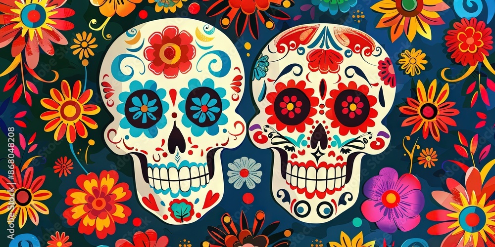 Sugar skull - floral skull calavera for day of the dead Sugar skull - floral skull calavera for day of the dead