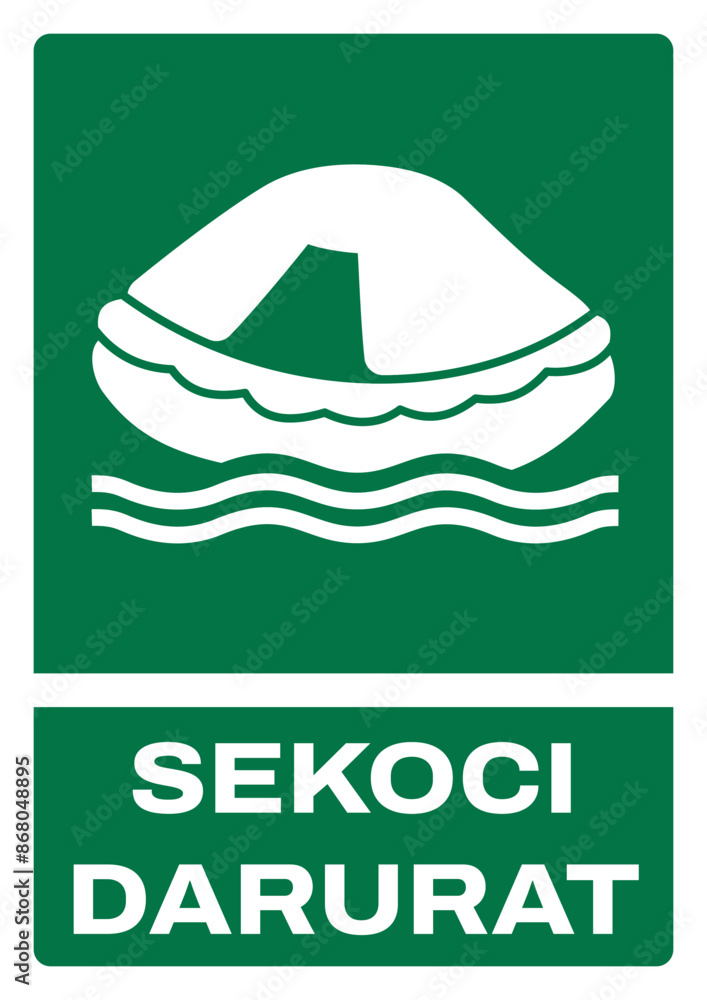 Naklejka premium ISO emergency and first aid safety signs in indonesian_sekoci darurat size a4/a3/a2/a1