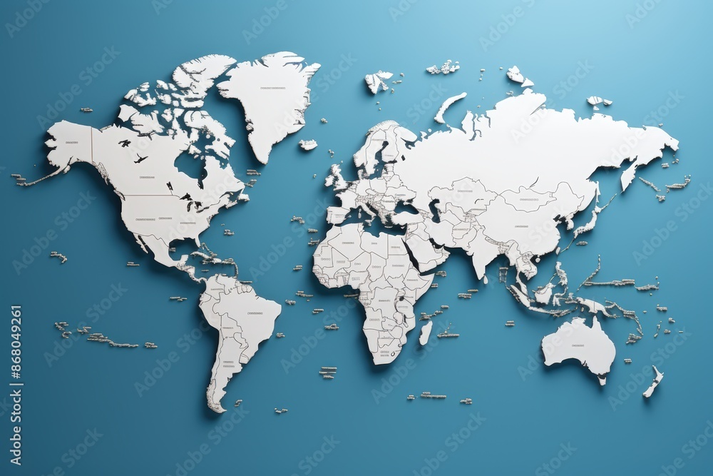 3D World Map with Country Borders 3D World Map with Country Borders