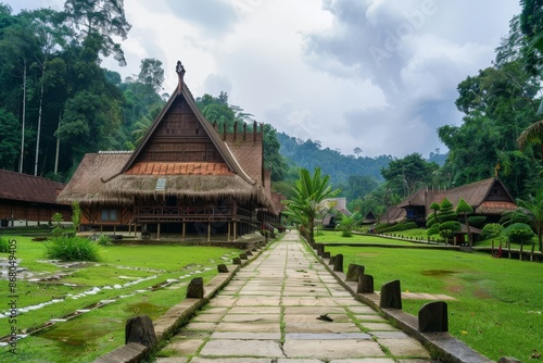 Wallpaper Mural Traditional Indonesian Village Houses with a Stone Pathway Torontodigital.ca