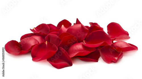 Red rose petals isolated on a transparent background