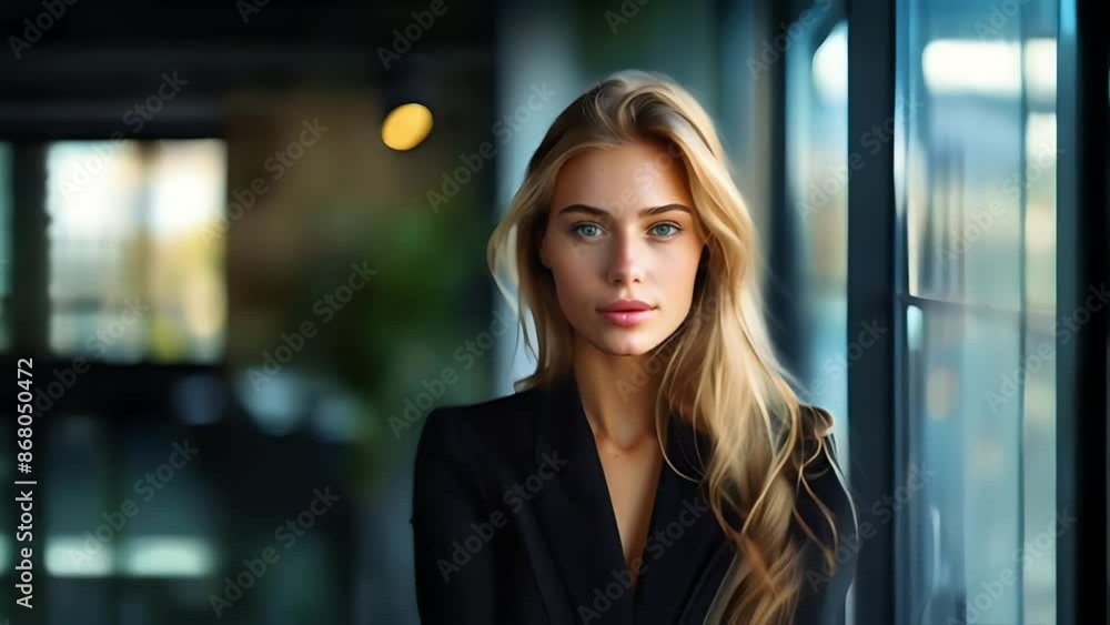 Poised Young Businesswoman with Blue Eyes Poised Young Businesswoman with Blue Eyes