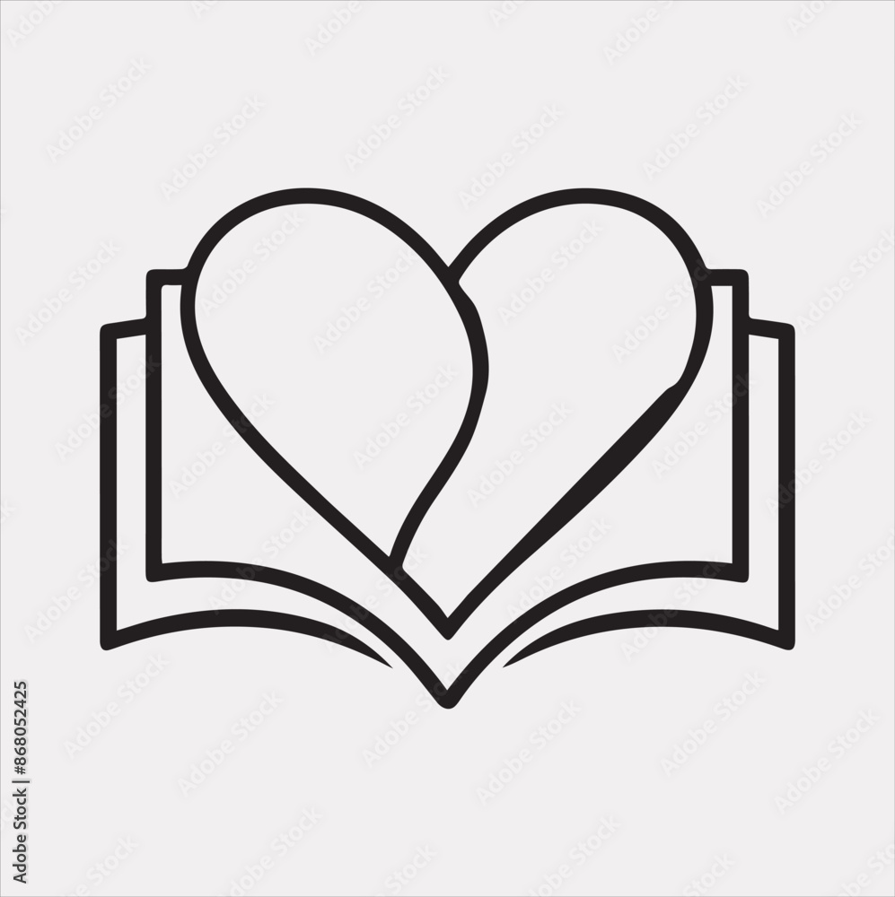 book And Love shape education logo vector Silhouette on White Background book And Love shape education logo vector Silhouette on White Background