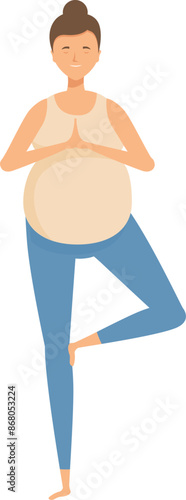 Pregnant woman practicing yoga, enjoying a healthy lifestyle and preparing for childbirth