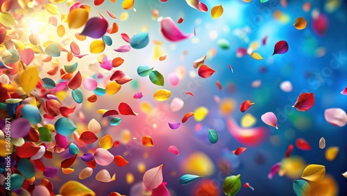 Abstract background with colorful flying petals , nature, beauty, flower, abstract, background, colorful, movement, dynamic