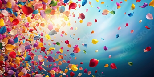 Abstract background with colorful flying petals , nature, beauty, flower, abstract, background, colorful, movement, dynamic