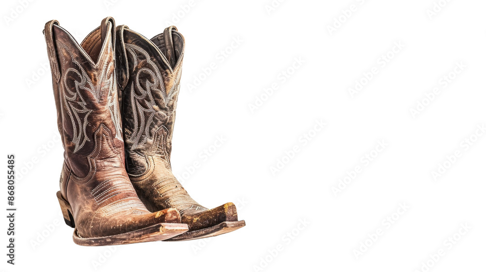 A pair cowboy boots on transparent background A pair cowboy boots on transparent background