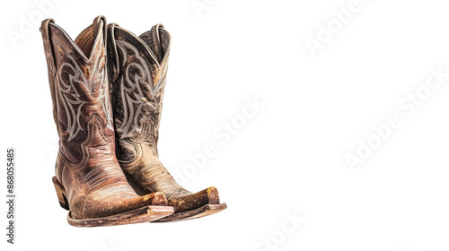 A pair cowboy boots on transparent background