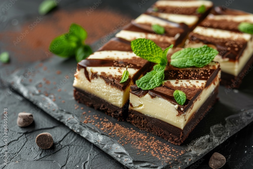 Chocolate and Vanilla Swirl Dessert with Mint Garnish Chocolate and Vanilla Swirl Dessert with Mint Garnish