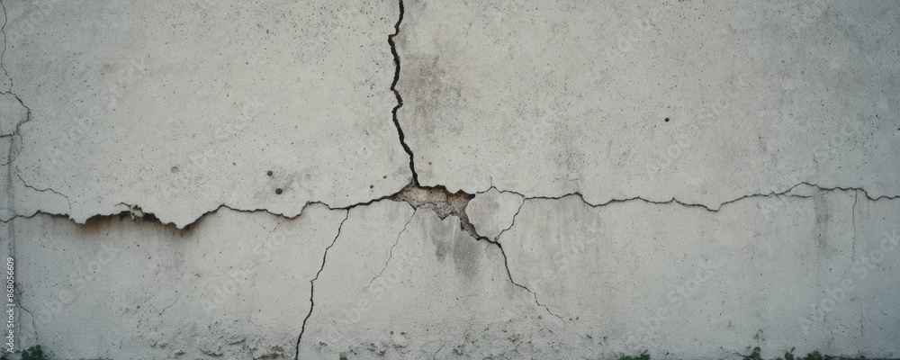 Obraz premium A close up of a cracked concrete wall with several lines