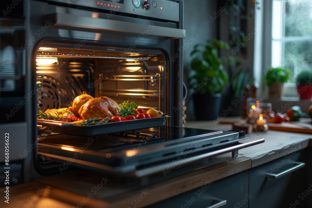 Roast Chicken and Vegetables in an Oven Roast Chicken and Vegetables in an Oven
