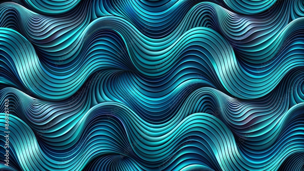 Mesmerizing dark blue and teal wavy abstract seamless pattern featuring undulating curves and hypnotic swirls on a futuristic background. Mesmerizing dark blue and teal wavy abstract seamless pattern featuring undulating curves and hypnotic swirls on a futuristic background.