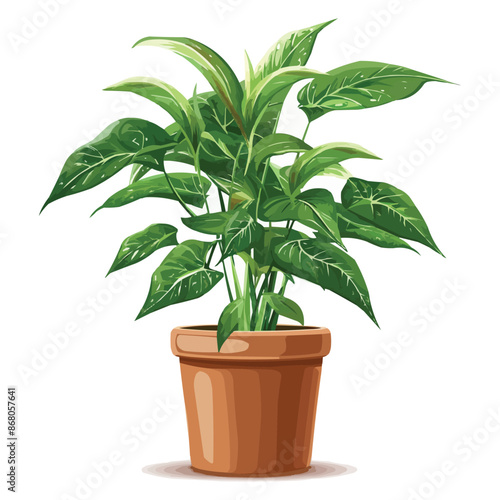 vector houseplant in brown flowerpot on white background