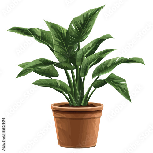 vector houseplant in brown flowerpot on white background