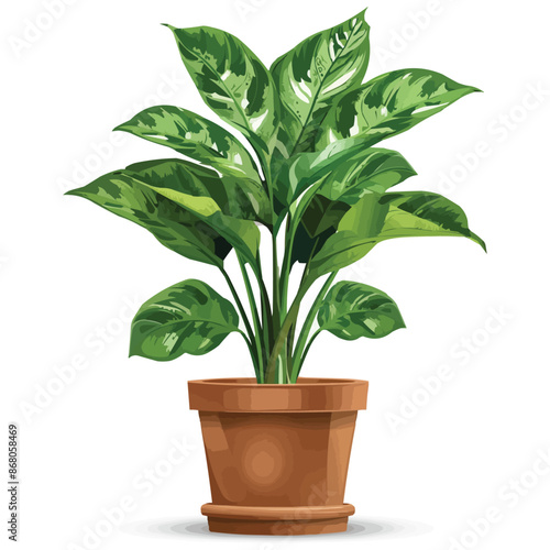 vector houseplant in brown flowerpot on white background