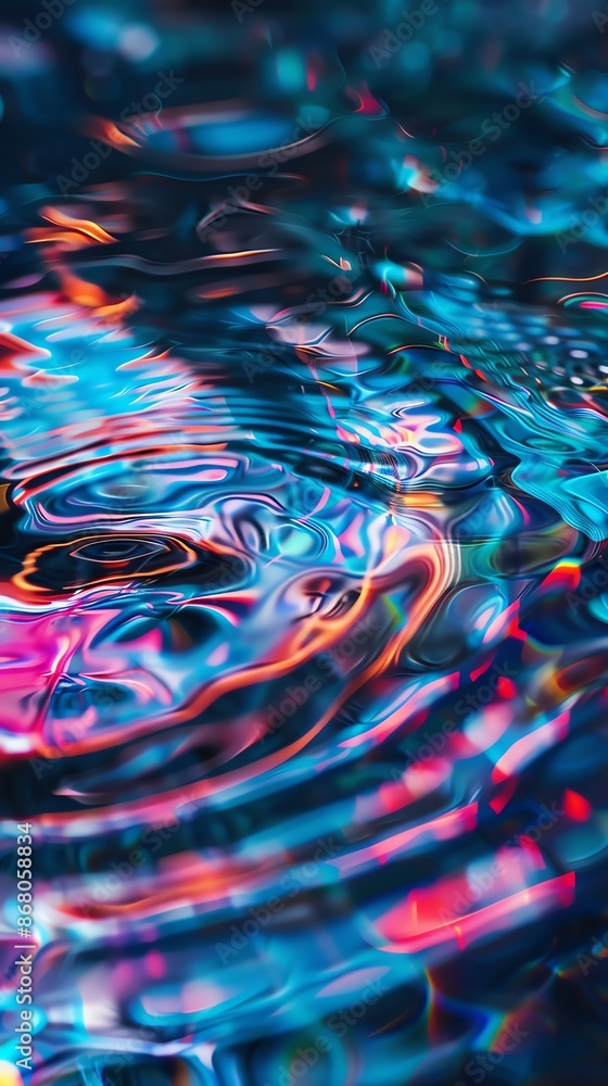 Abstract colorful ripples on water surface. Vibrant blue, pink, and orange hues create a dynamic and energetic pattern. Abstract colorful ripples on water surface. Vibrant blue, pink, and orange hues create a dynamic and energetic pattern.