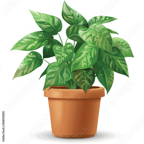 vector houseplant in brown flowerpot on white background
