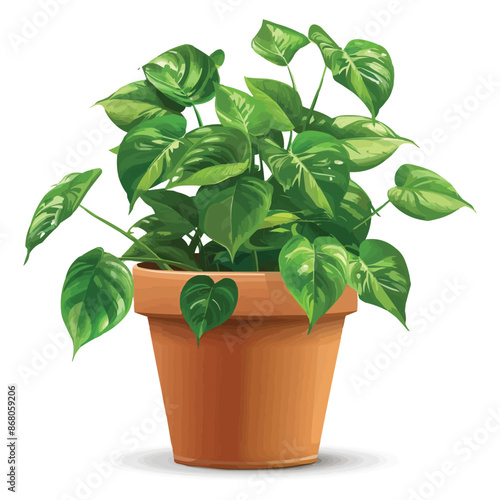 vector houseplant in brown flowerpot on white background