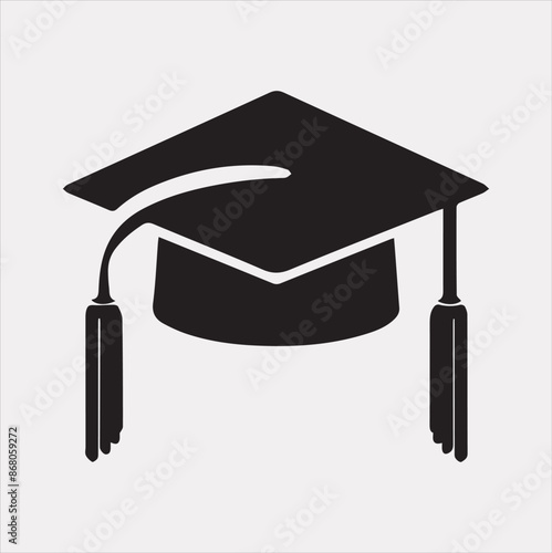 minimalist degree logo with convocation cap in black.Silhouette vector