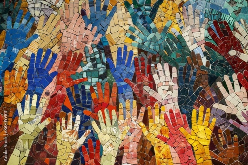 Colorful Mosaic Handprint Wall Art