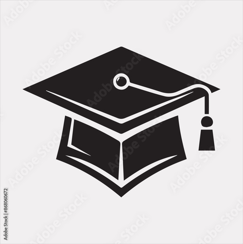 minimalist degree logo with convocation cap in black.Silhouette vector