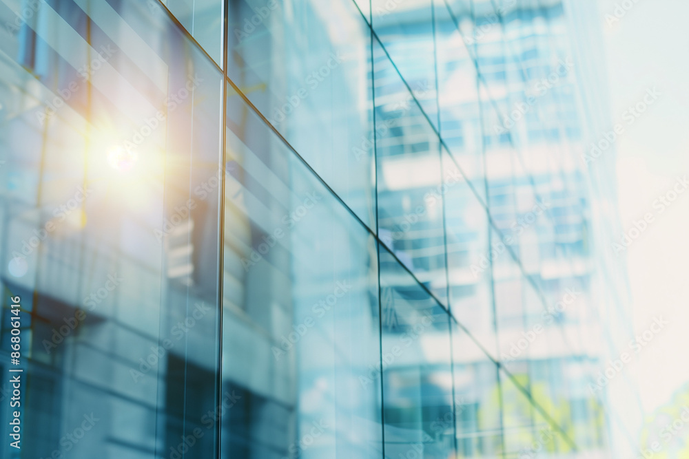 Glass-Walled Office Building Facade Background Glass-Walled Office Building Facade Background
