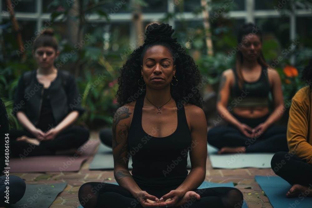 Focused Meditation in a Serene Garden Setting Focused Meditation in a Serene Garden Setting