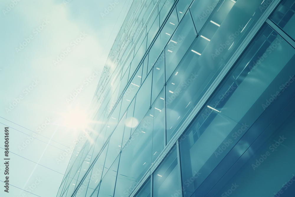 Glass-Walled Office Building Facade Background Glass-Walled Office Building Facade Background
