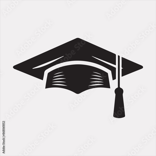 minimalist degree logo with convocation cap in black.Silhouette vector