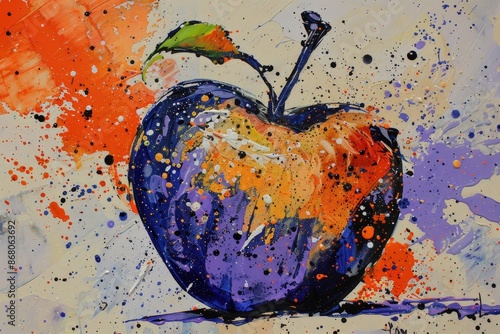 Abstract Acrylic Ink Apple Painting with Vibrant Colors