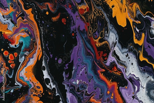 Vibrant Abstract Acrylic Ink Painting with Bold Color Swirls