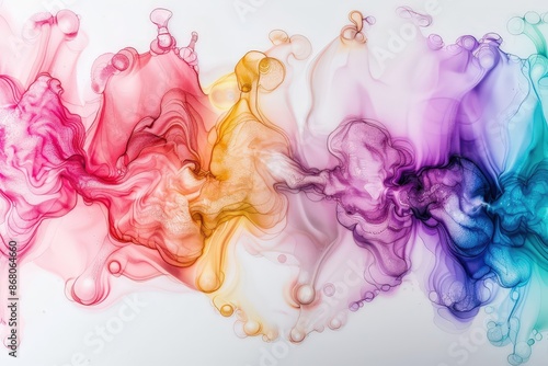 Abstract Colorful Acrylic Ink Painting with Flowing Fluid Lines