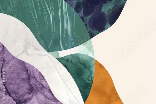 Abstract Acrylic Ink Painting with Colorful Curves and Textures