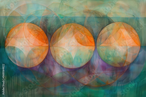 Abstract Geometric Art with Vibrant Colors and Circular Patterns