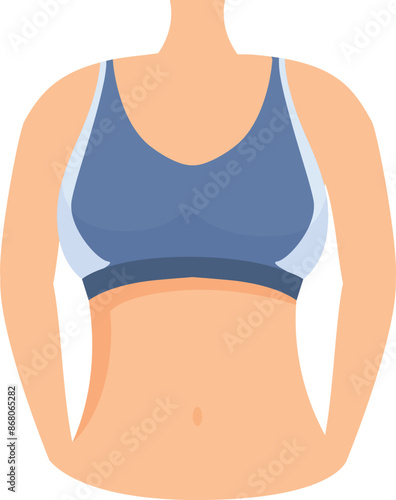 Woman with athletic body type is wearing blue sports bra