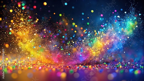 Vibrant mix of colorful fairy dust particles in the air, fairy, magical, whimsical, fantasy, enchanting, dust, particles © Sujid