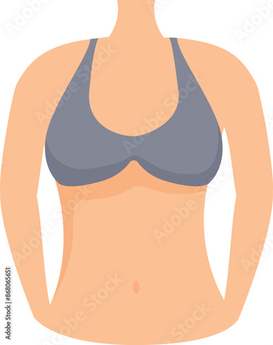 Woman body standing wearing gray underwear, top view, isolated on white background