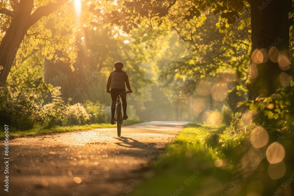 Silhouetted Cyclist on a Sunny Path Silhouetted Cyclist on a Sunny Path