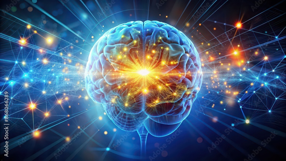 Digital brain fusion of ideas concept image, technology, innovation, creativity, brainstorming Digital brain fusion of ideas concept image, technology, innovation, creativity, brainstorming