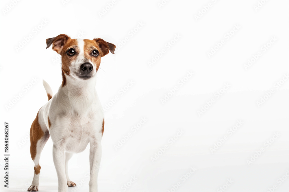 Dog on White Background with Space for Text Dog on White Background with Space for Text