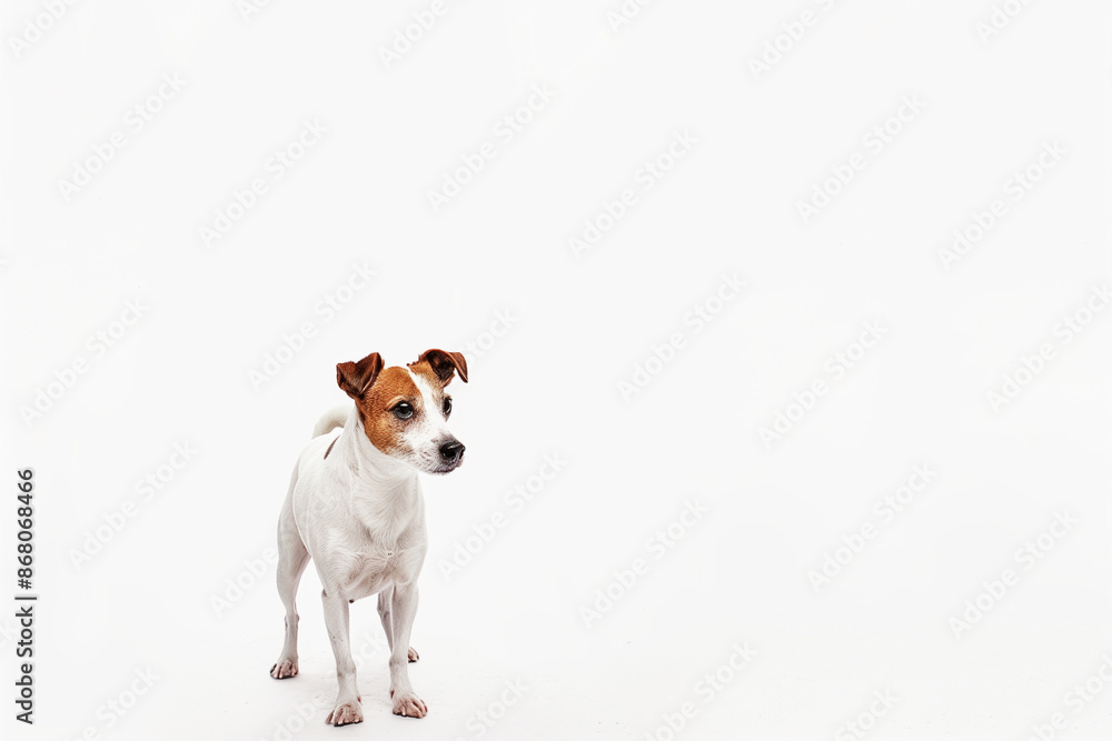 Dog on White Background with Space for Text Dog on White Background with Space for Text